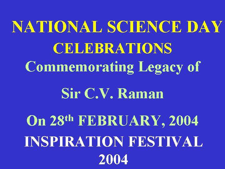 Main Page of National Science Day Celebrations
